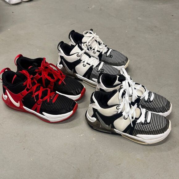 Nike Youth Lot of 3 LeBron Witness 7 GS Basketball Sneakers DQ8650-100 6.5 & 7 - Picture 3 of 16